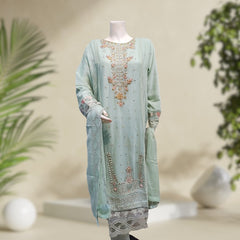 Majestic 3-Piece Chiffon Suit - Embroidered & Stitched | Orchid Pretline