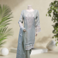 Khaddi Silk | Mahpara | 3-Piece Suit | Stitched - Orchid Pretline