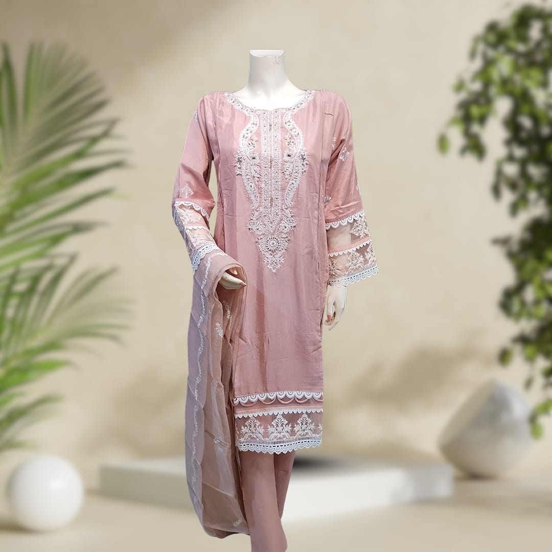 Khaddi Silk | Mahpara | 3-Piece Suit | Stitched - Orchid Pretline