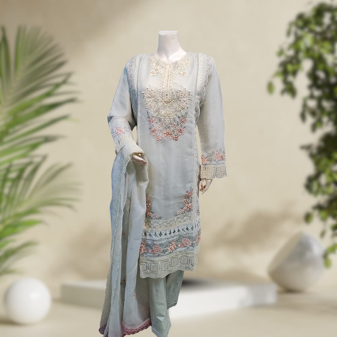 Cotton Net | Leaa | 3-Piece Suit | Stitched - Orchid Pretline