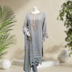 Majestic 3-Piece Chiffon Suit - Embroidered & Stitched | Orchid Pretline